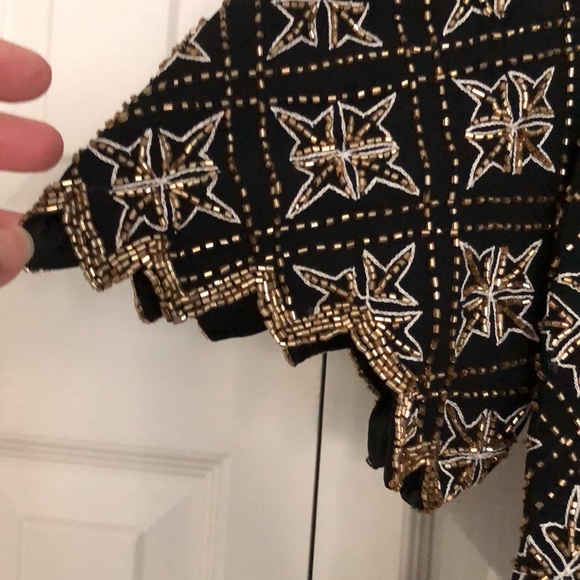 Vintage Beaded Black and Gold Formal Dress - Picture 3 of 16